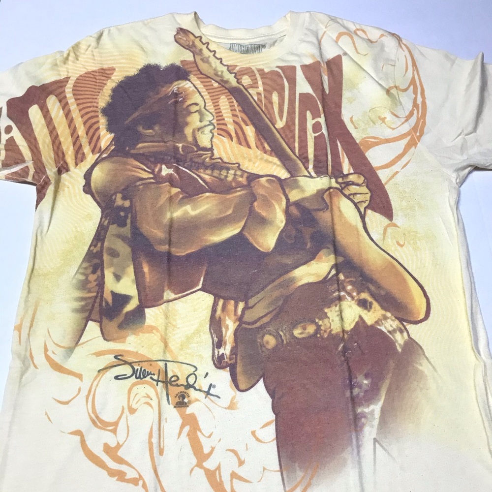 Jimi Hendrix pale yellow tee M 2009 Unisex